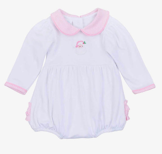 Santa Baby Collared Long Sleeve Bubble - Pink