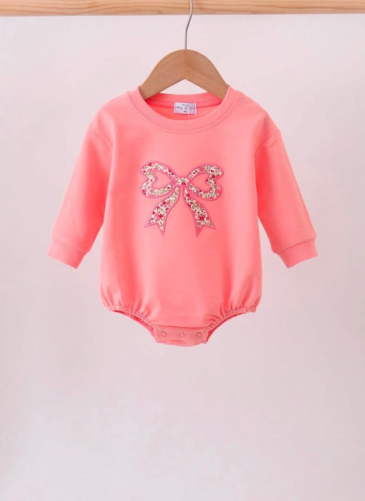 Pink Floral Bow Embroidery Bubble