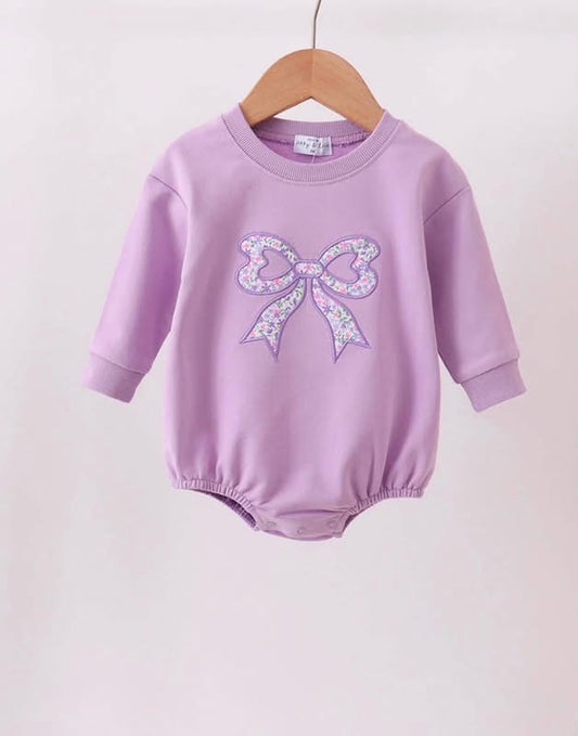 Purple Floral Bow Embroidery Bubble