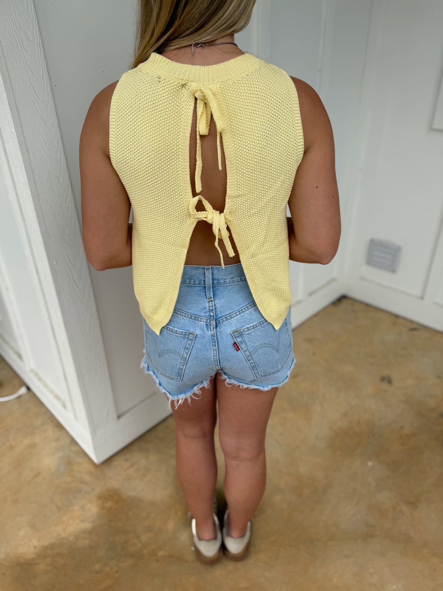 Another Day Knit Tie Back Top