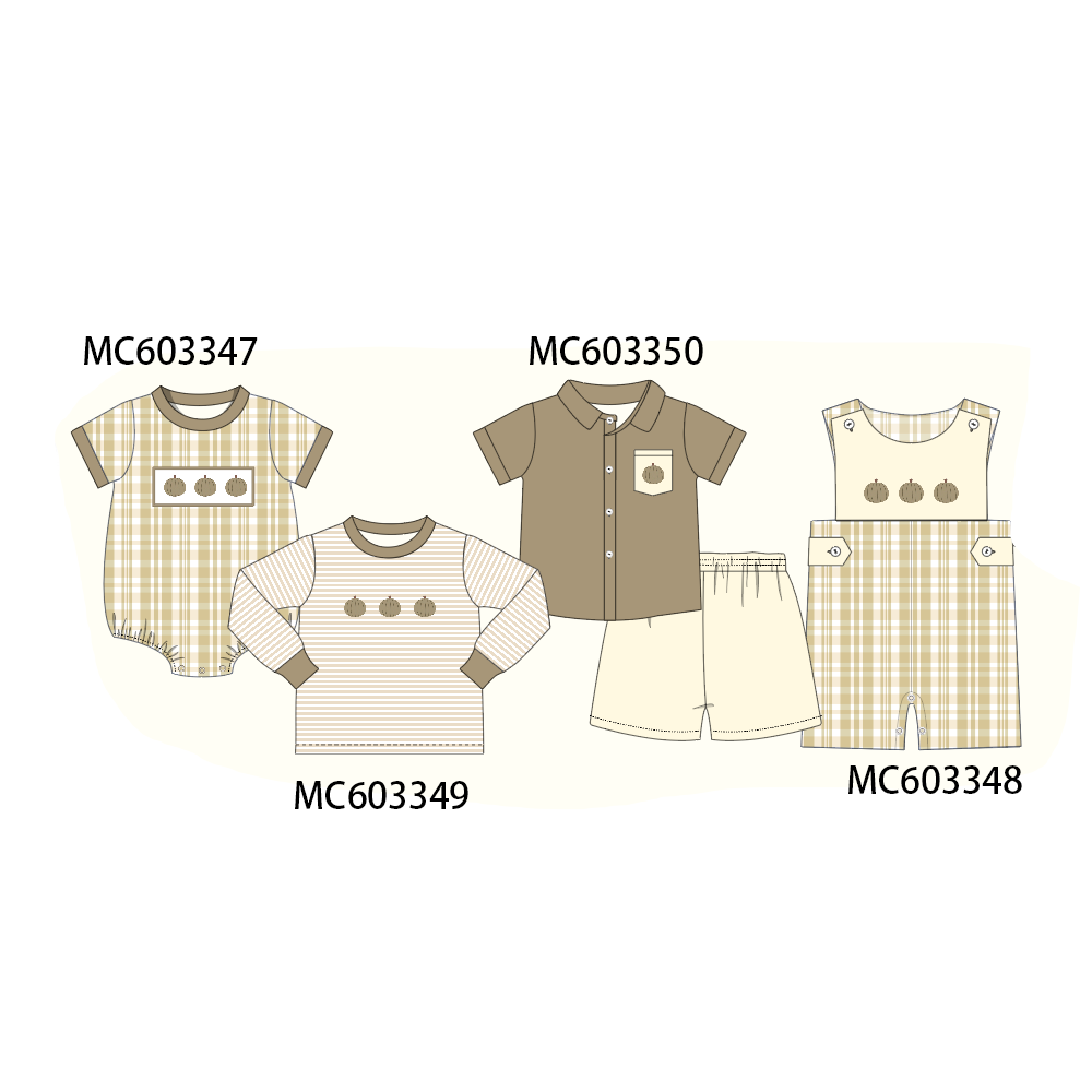 PO83 Khaki pumpkin embroidery plaid collection