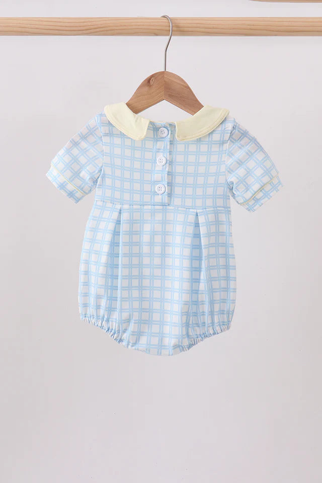 Yellow Crab Smocked Gingham Bubble