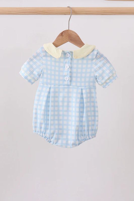 Yellow Crab Smocked Gingham Bubble