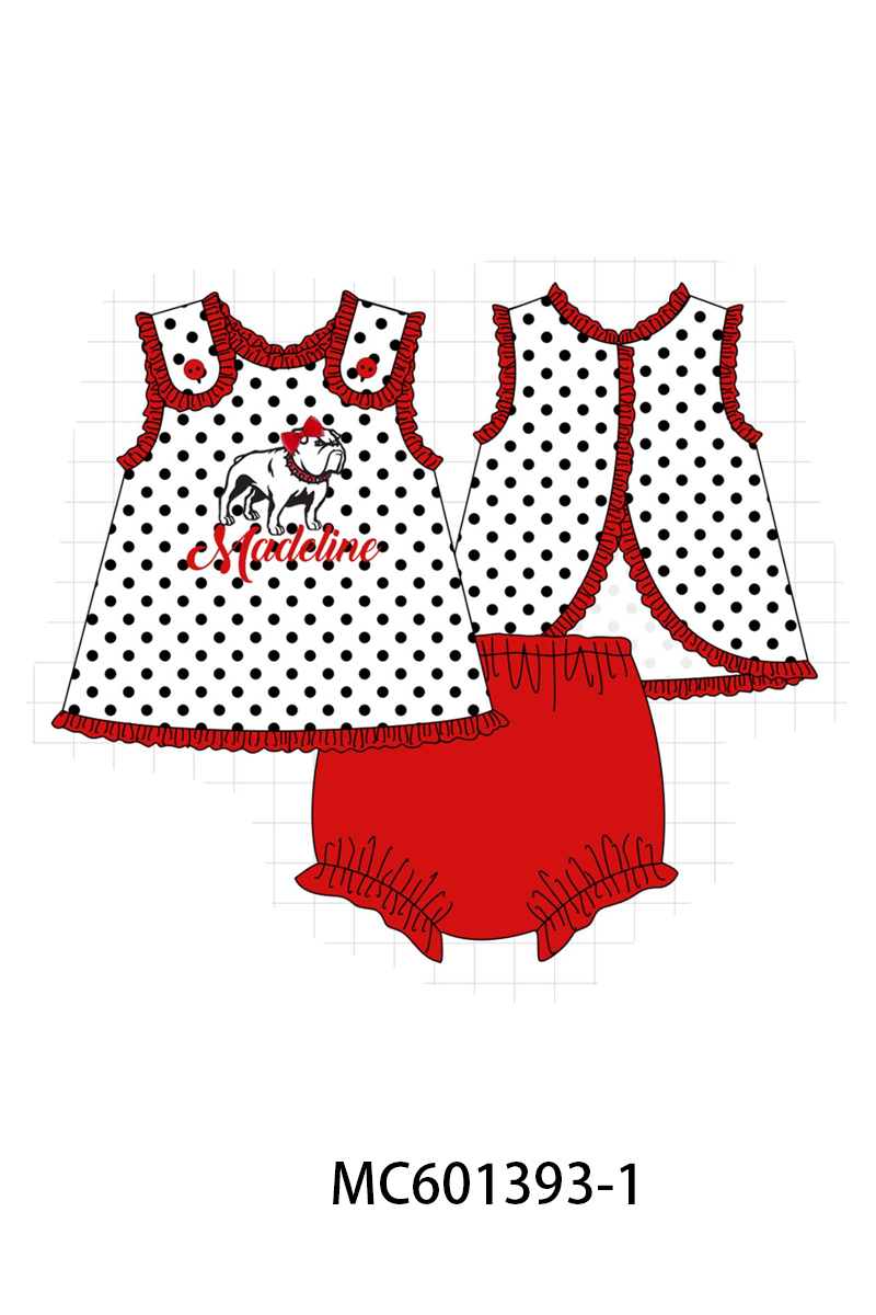 PO80 Red Georgia bulldog appique monogram embroidery collection