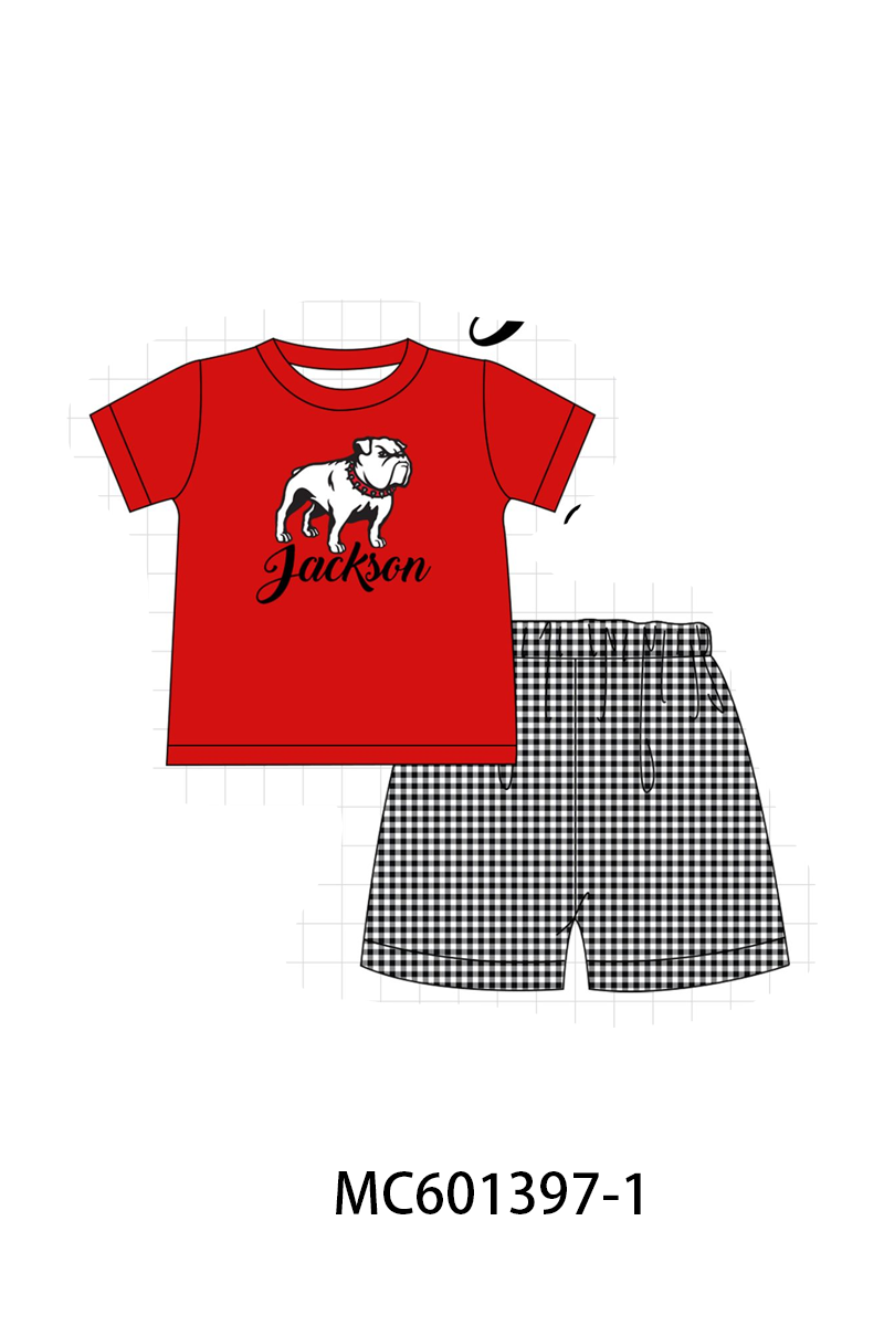 PO80 Red Georgia bulldog appique monogram embroidery collection