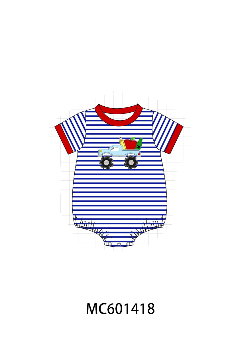 PO80 Blue stripe truck apple applique collection