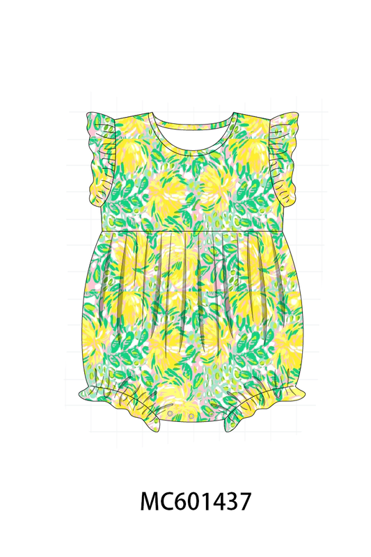 PO80 Yellow floral lily print ruffle collection