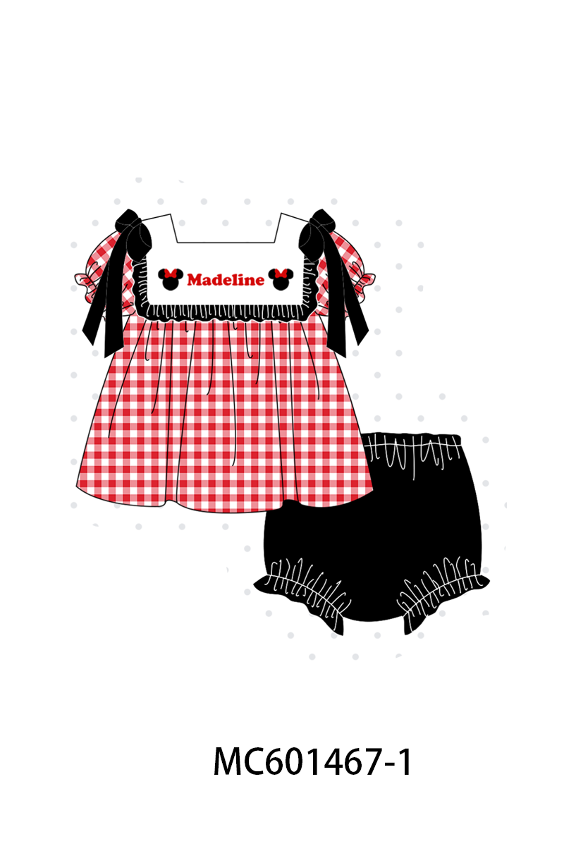 PO80 Red character monogram embroidery gingham collection