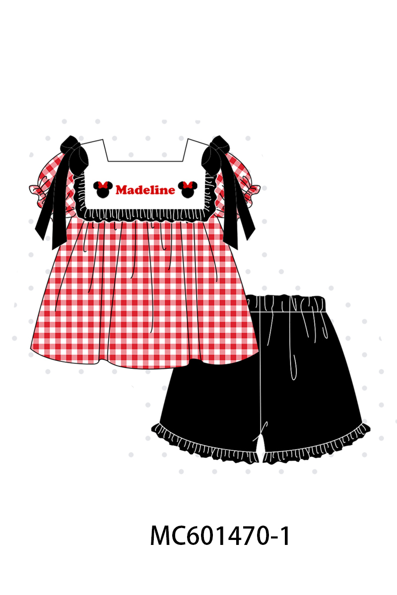 PO80 Red character monogram embroidery gingham collection