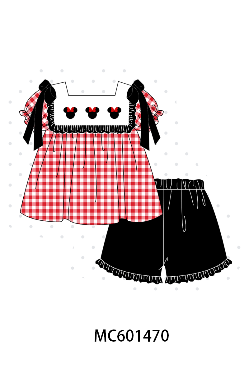PO80 Red character embroidery gingham collection