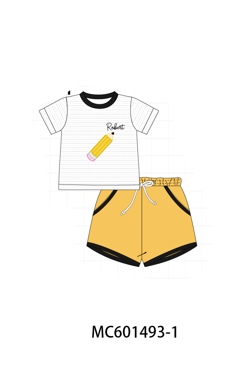 PO80 Mustard back to school pencil monogram embroidery collection