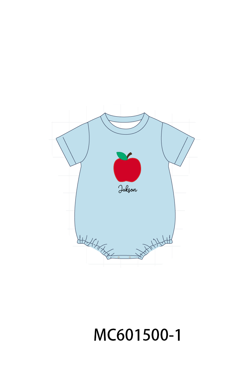 PO80 Blue back to school apple monogram embroidery ruffle collection