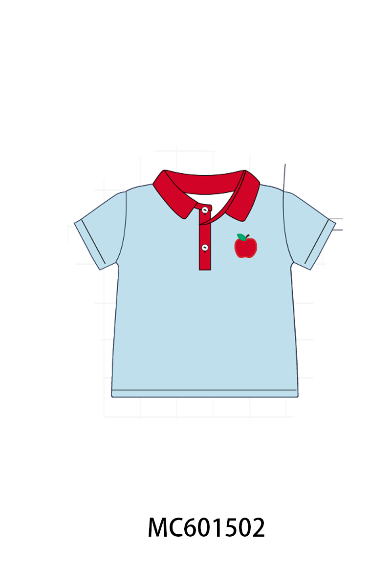 PO80 Blue back to school apple applique ruffle collection
