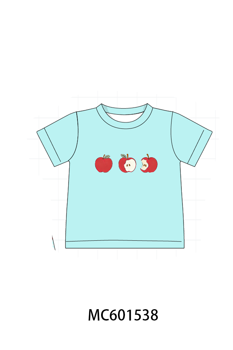 PO80 Red back to school apple print denim collection 1