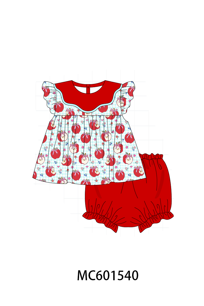 PO80 Red back to school apple print denim collection 2