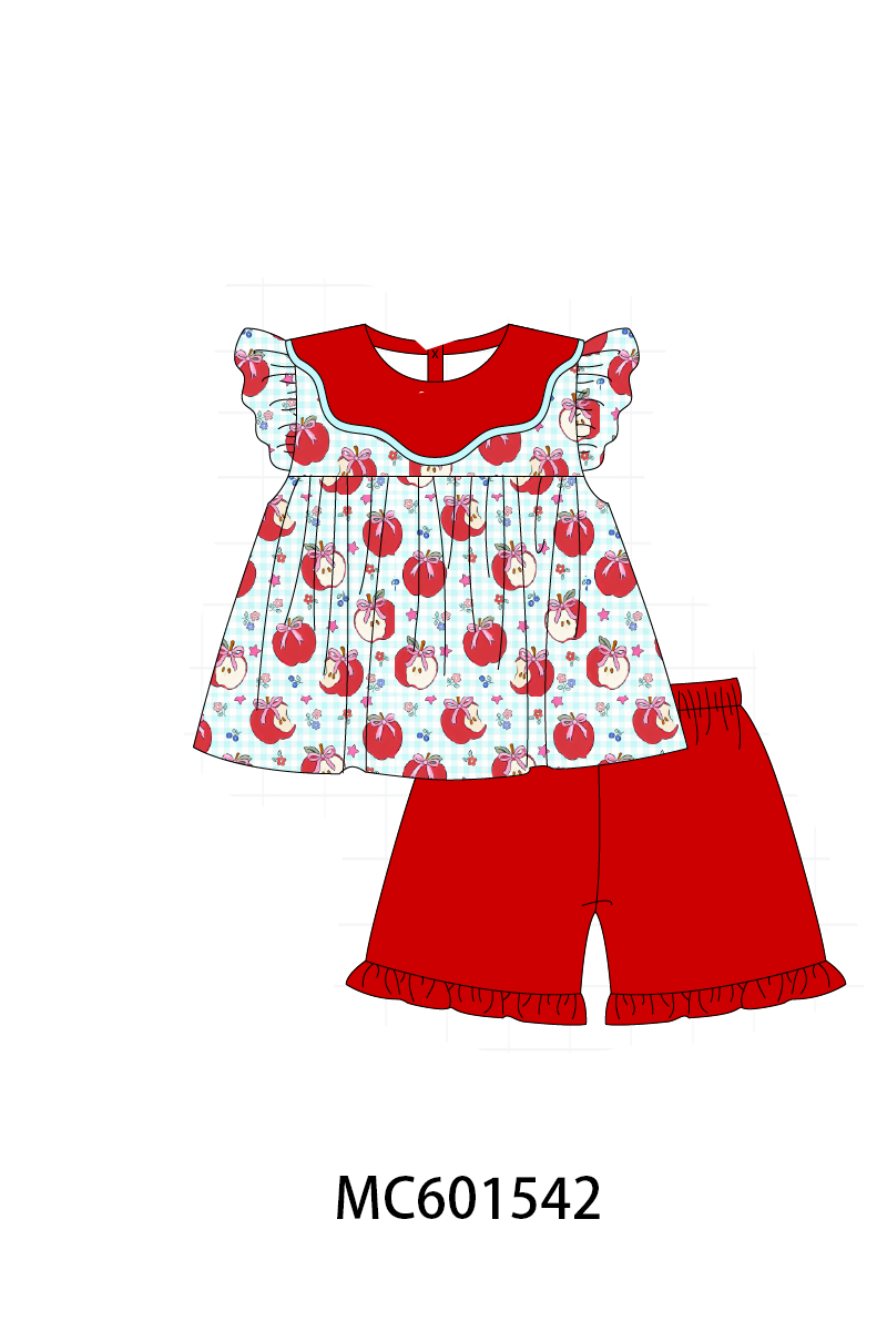 PO80 Red back to school apple print denim collection 2