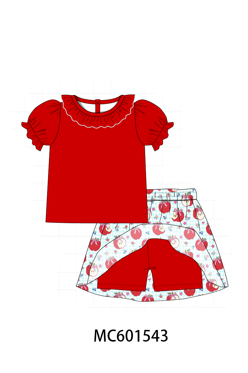 PO80 Red back to school apple print denim collection 2