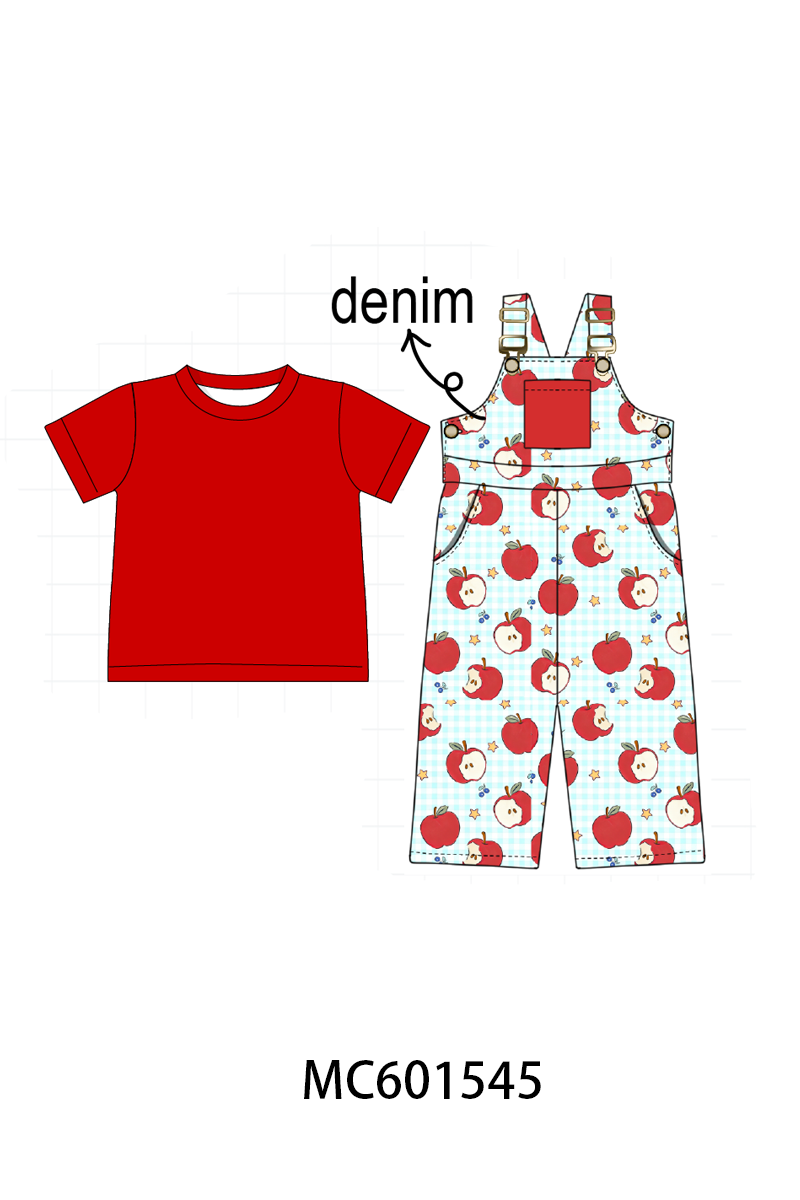 PO80 Red back to school apple print denim collection 2