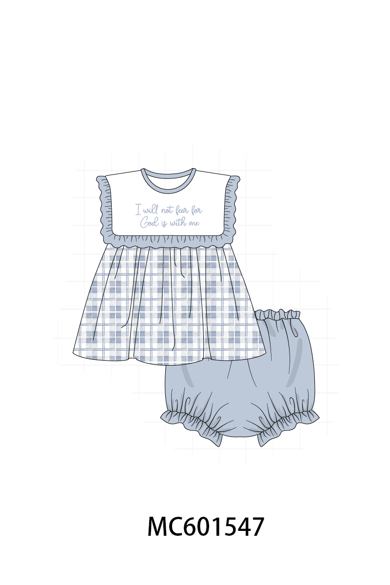 PO80 Blue embroidery plaid collection