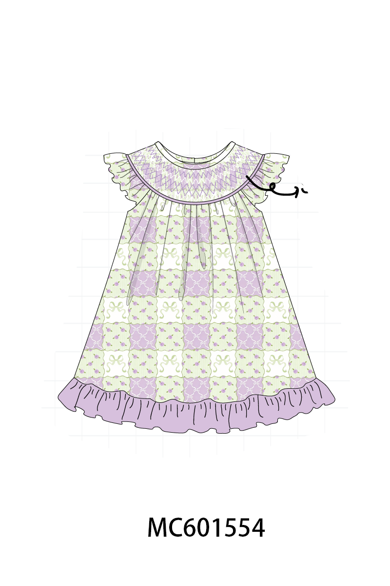 PO80 Purple checkered ruffle smocked collection 1