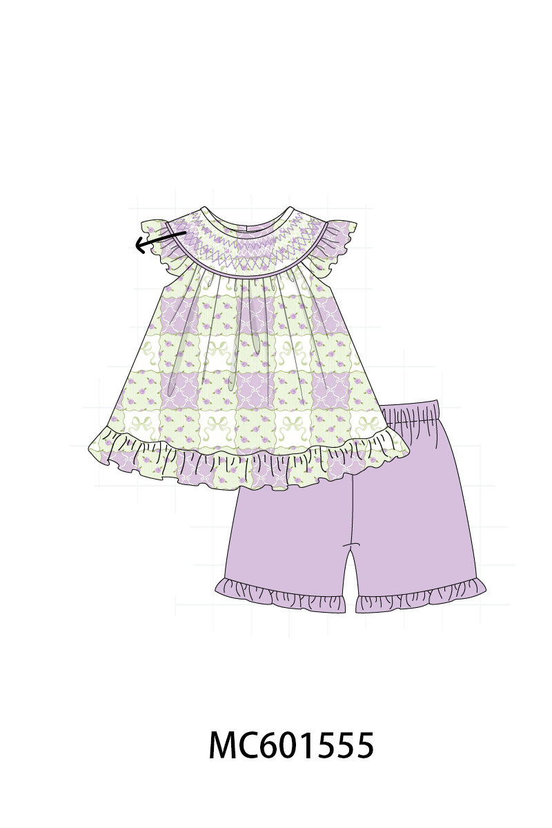 PO80 Purple checkered ruffle smocked collection 1