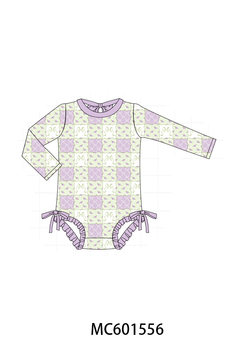 PO80 Purple checkered ruffle swimsuit collection 2