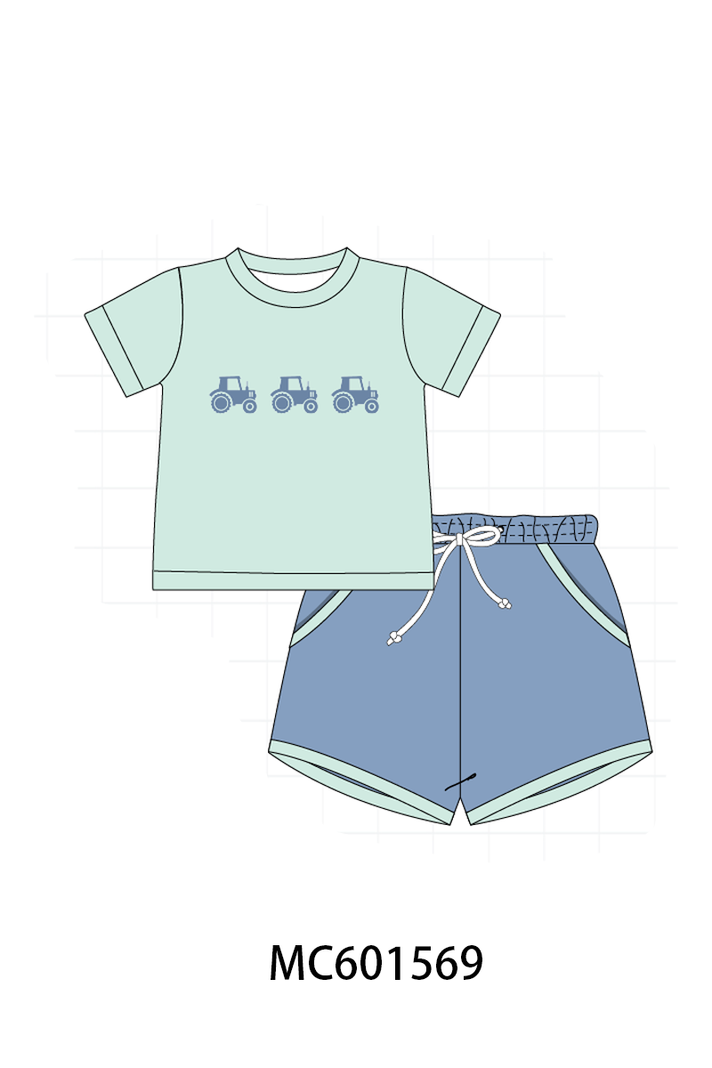 PO80 Mint farm excavator embroidery smocked collection 2