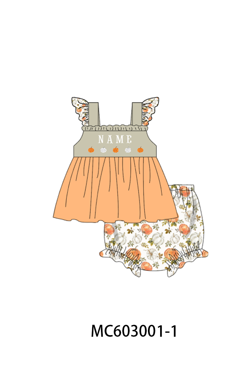 PO83 Orange pumpkin monogram embroidery collection