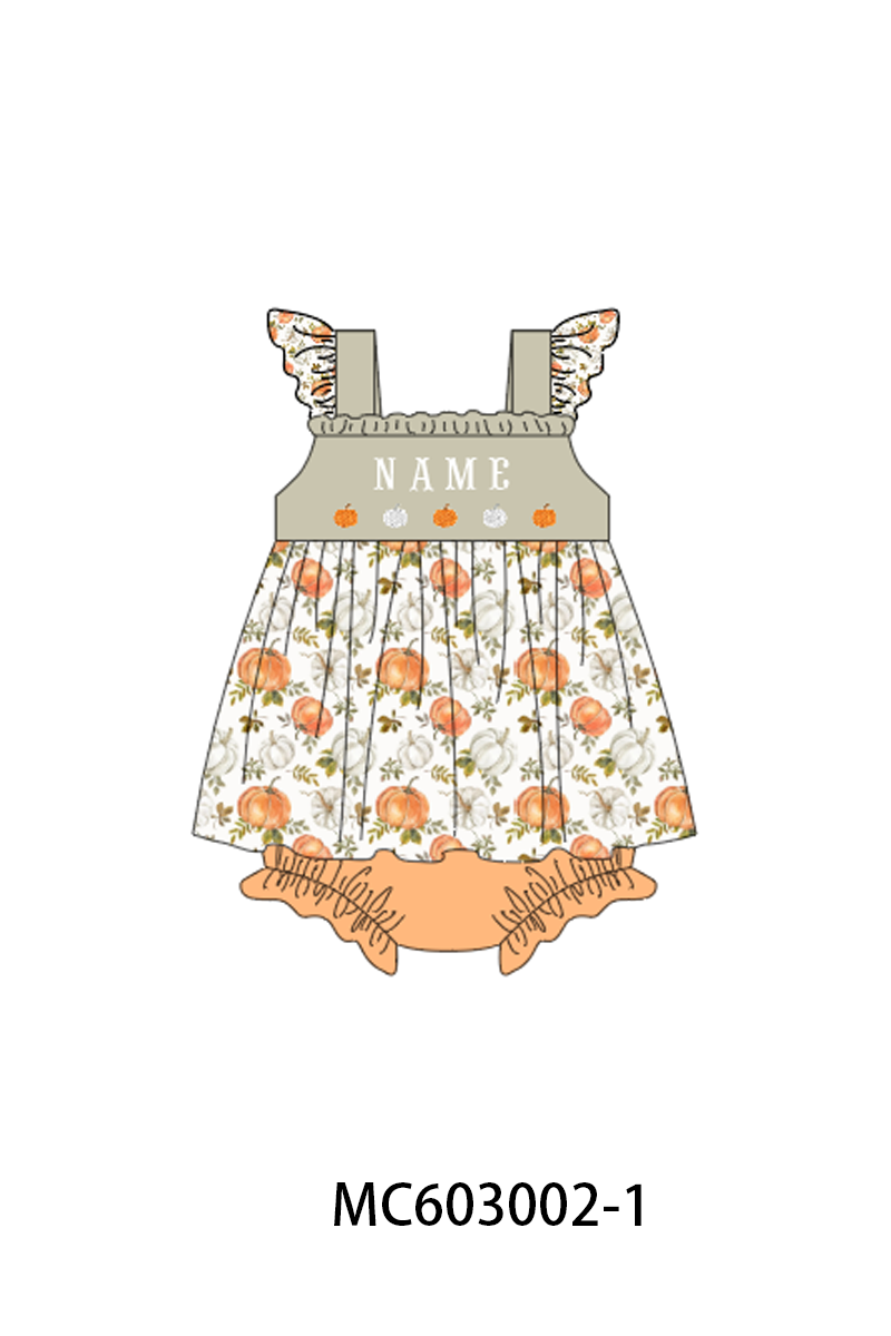 PO83 Orange pumpkin monogram embroidery collection