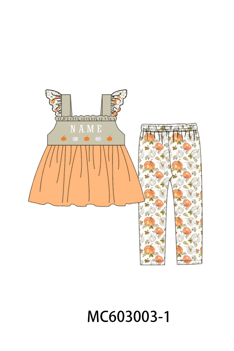 PO83 Orange pumpkin monogram embroidery collection