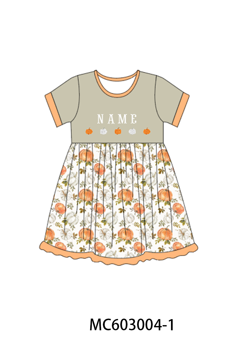 PO83 Orange pumpkin monogram embroidery collection