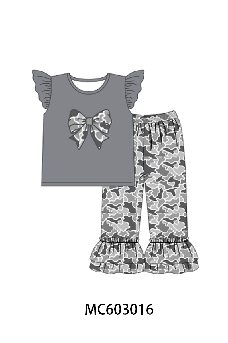 PO83 Grey camouflage bow embroidery collection 1