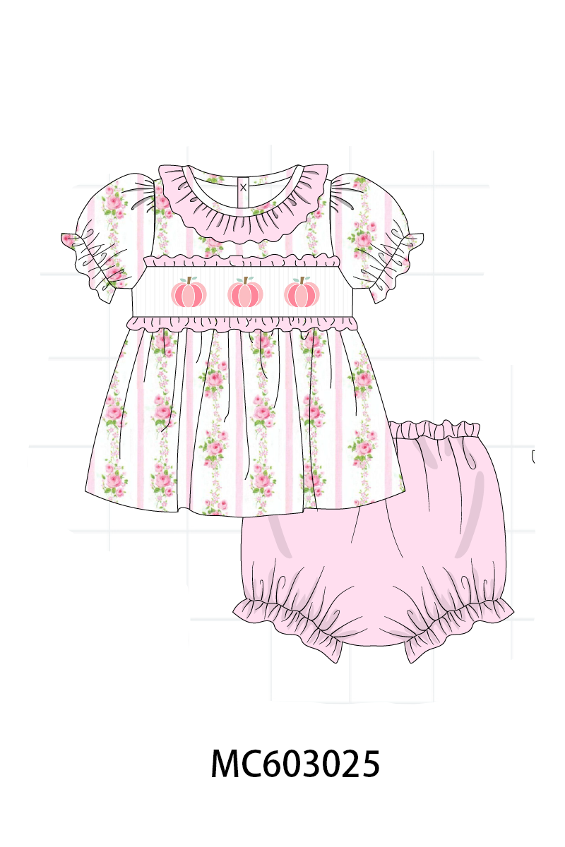 PO83 Pink pumpkin embroidery ruffle collection