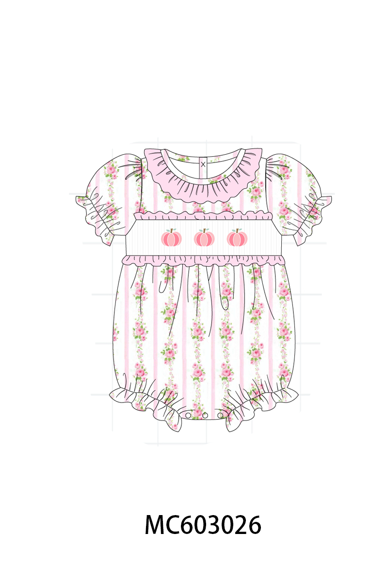 PO83 Pink pumpkin embroidery ruffle collection