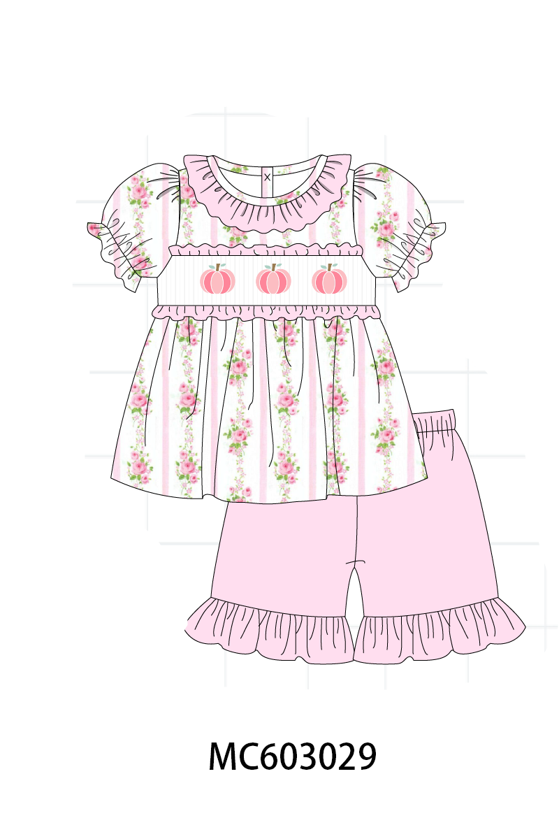 PO83 Pink pumpkin embroidery ruffle collection