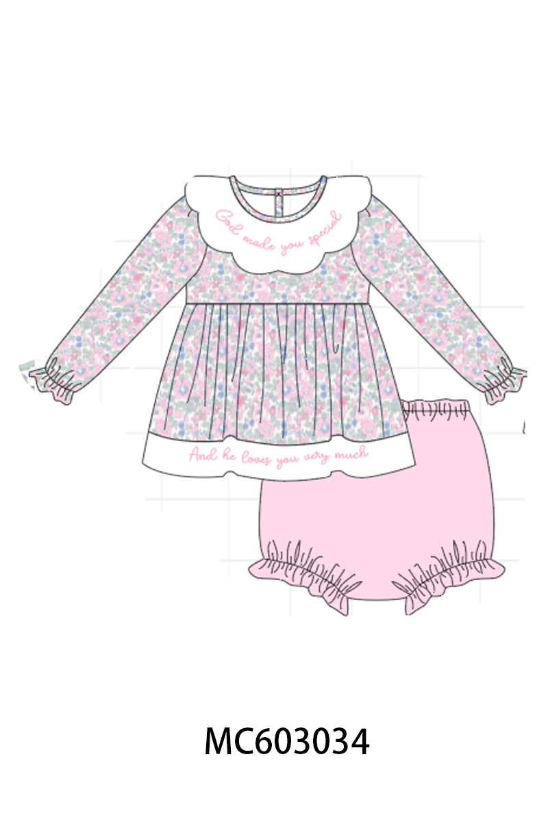 PO83 Pink&blue embroidery floral collection