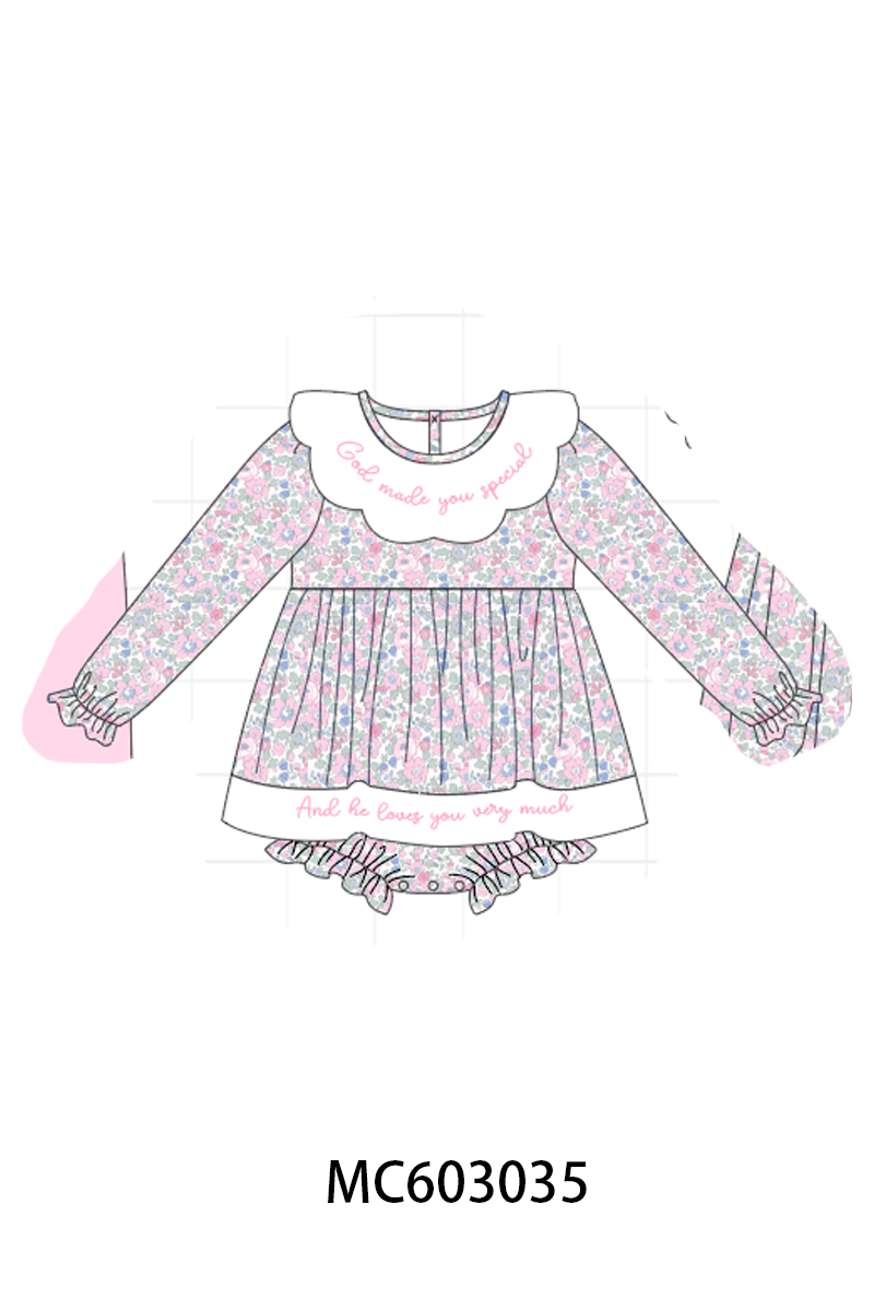 PO83 Pink&blue embroidery floral collection