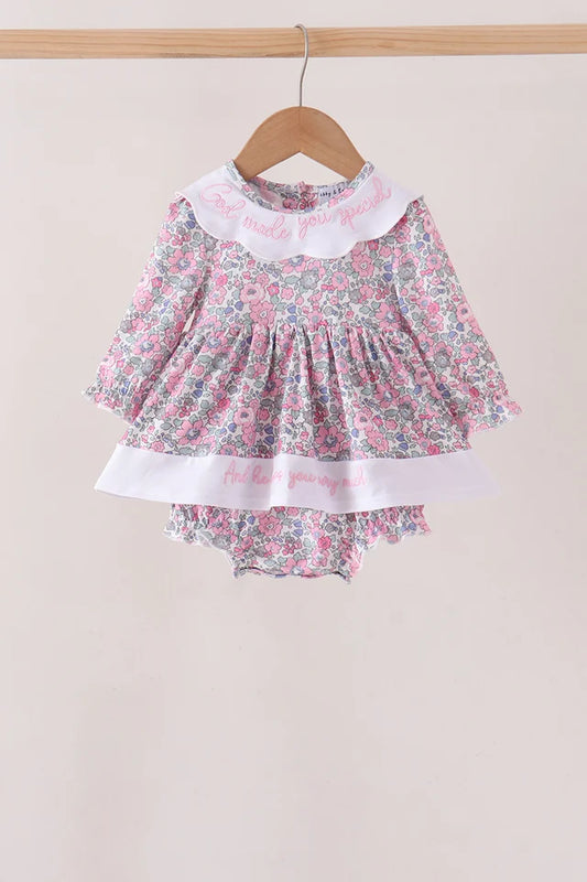 Pink Floral Embroidery Bubble