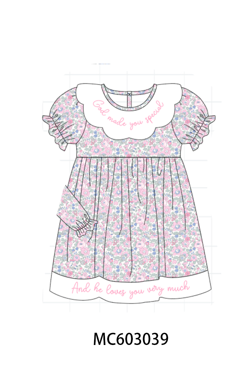 PO83 Pink&blue embroidery floral collection