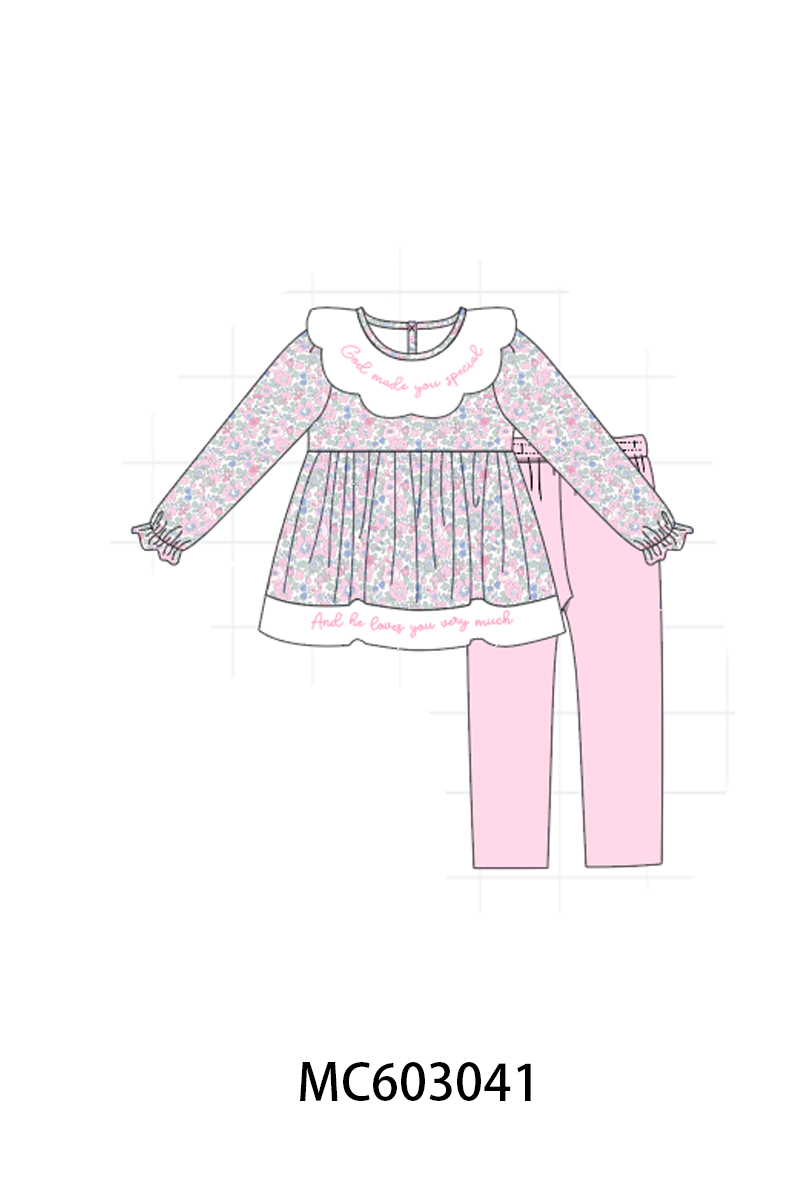 PO83 Pink&blue embroidery floral collection