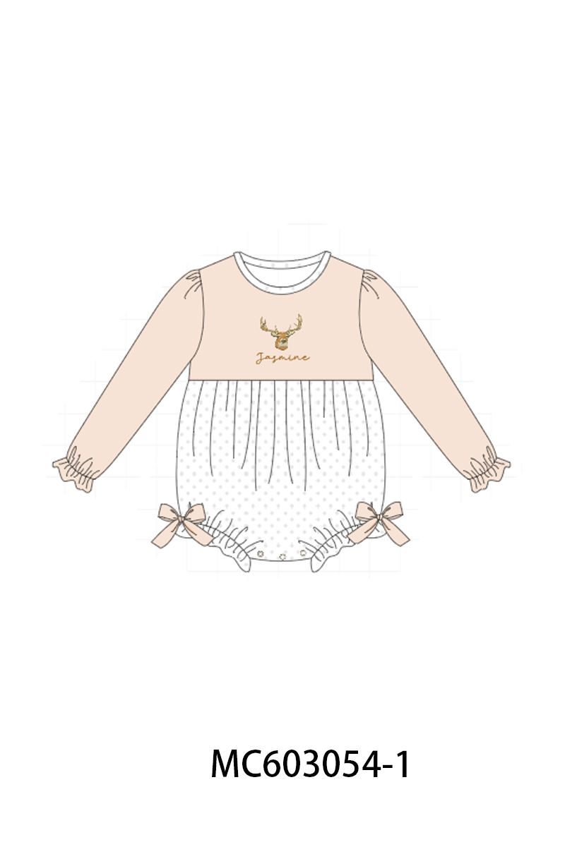 PO83 Beige deer monogram embroidery collection