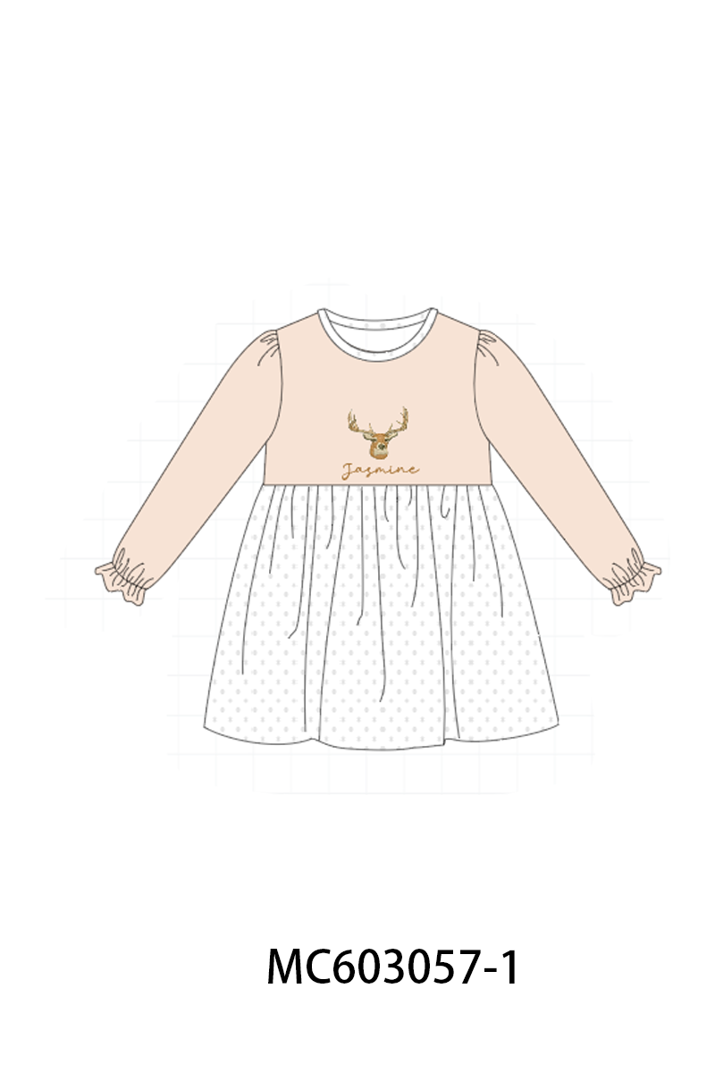 PO83 Beige deer monogram embroidery collection