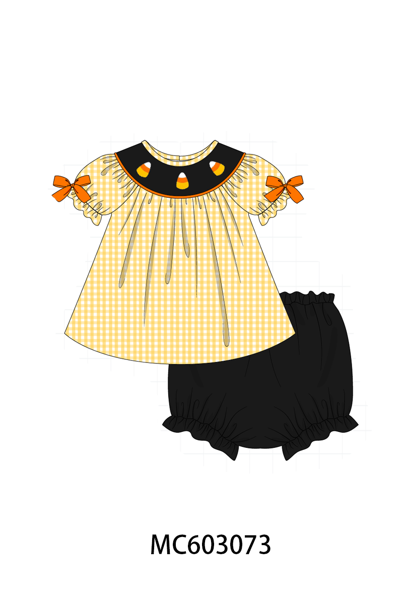 PO83 Halloween candy embroidery gingham collection