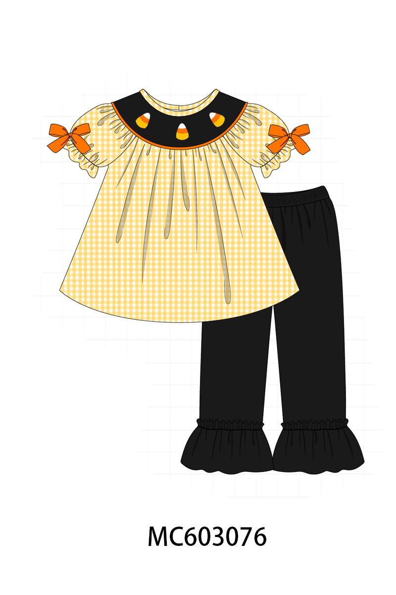 PO83 Halloween candy embroidery gingham collection