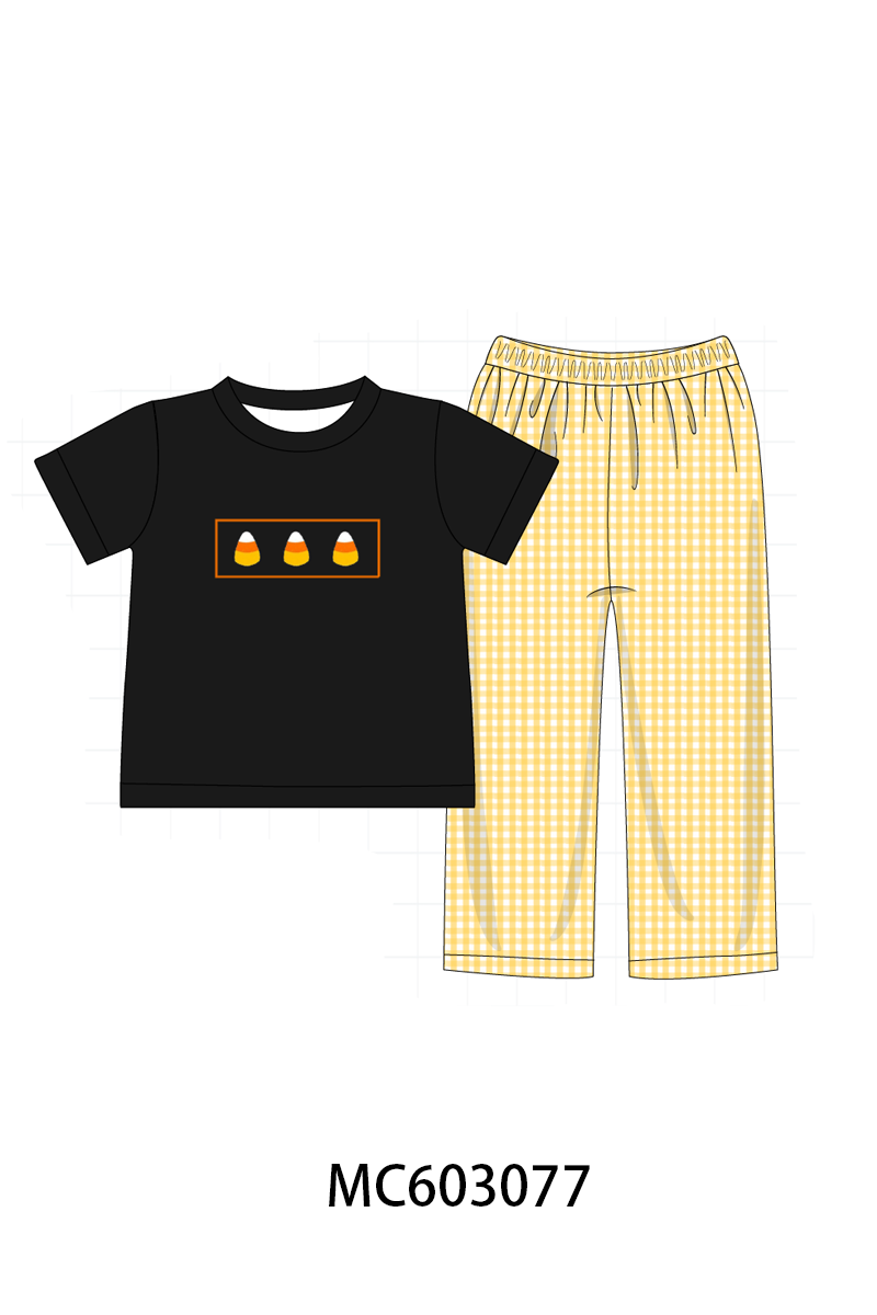 PO83 Halloween candy embroidery gingham collection