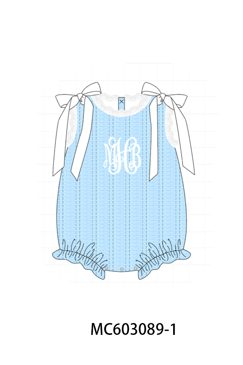 PO83 Blue ribbon monogram embroidery collection