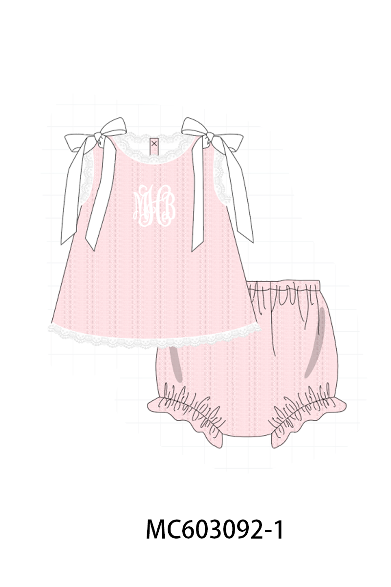 PO83 Pink ribbon monogram embroidery collection
