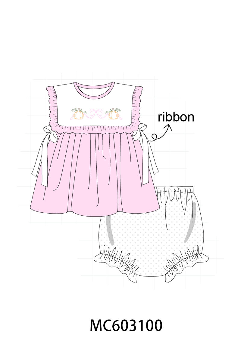 PO83 Pumpkin with bow embroidery collection