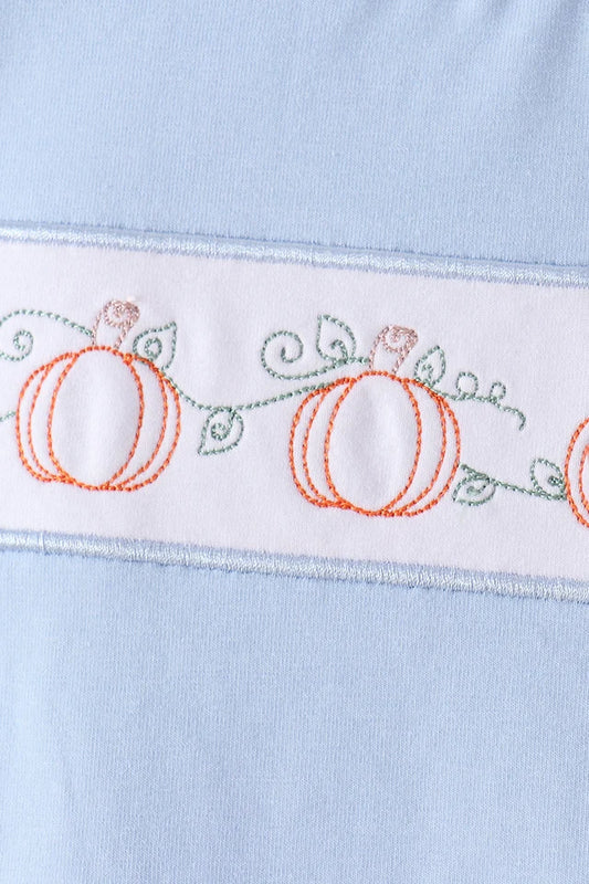 Blue Pumpkin Embroidery Gingham Shorts Set