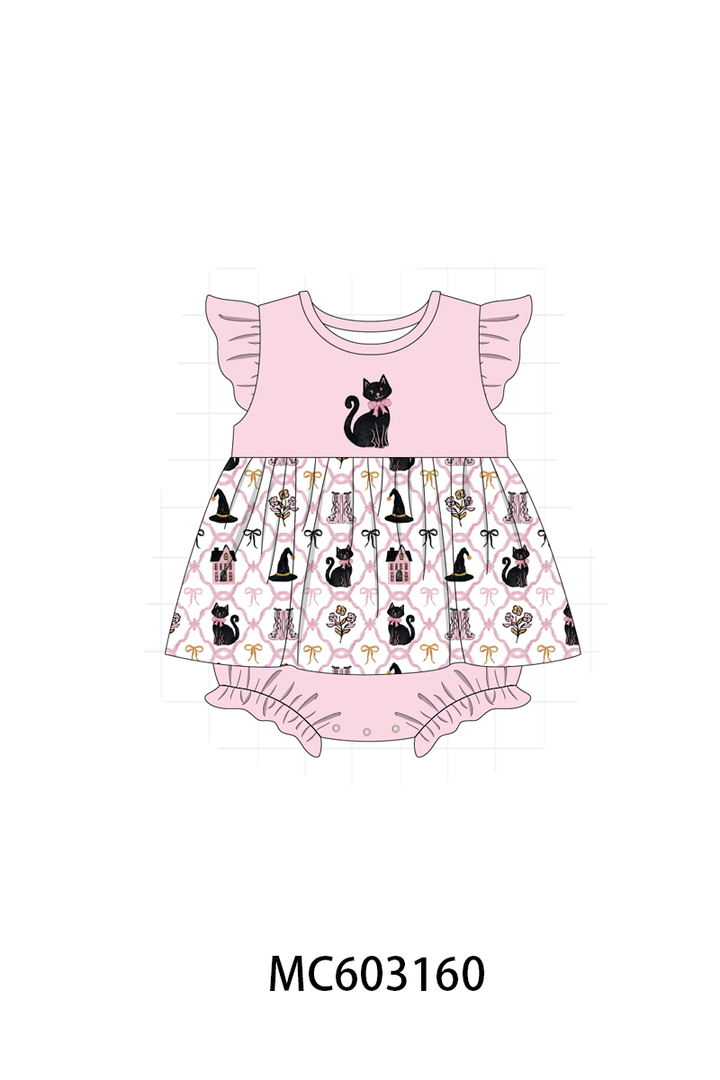 PO83 Pink halloween cat embroidery collection